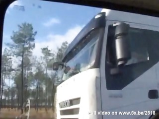 sophie screwed in pantyhose by truck drivers